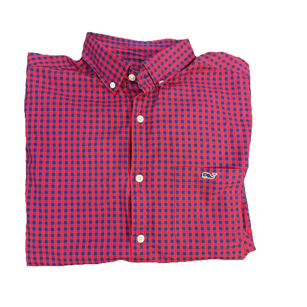 Vineyard Vines Medium Men’s Performance Classic Fit Tucker Red Plaid Shirt - Picture 10 of 13